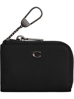 Pebble Leather Zip Key Case with Sculpted Hardware - Stylish & Durable Accessory